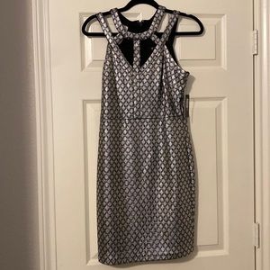 Silver and Black Foiled Mini Dress